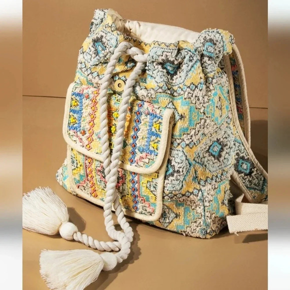 Ruggine Boho Embroidered Beaded Jacquard Backpack New main image 12
